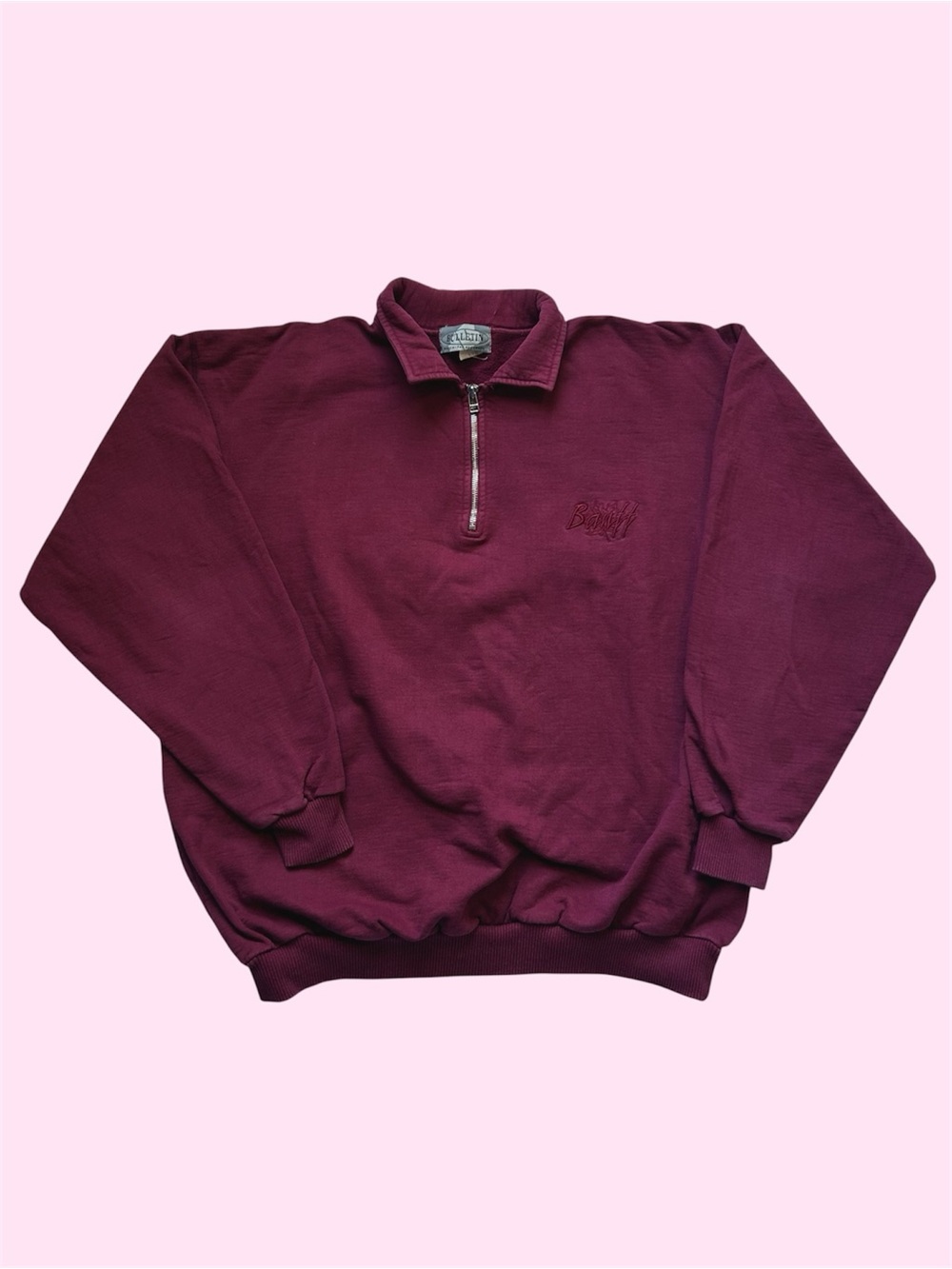 Vintage 90s Y2K Bulletin 1/4 Zip Banff Souvenir Embroidery Sweater Large